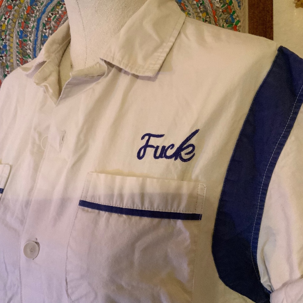 “F**k” Button Down Short sleeve Shirt! Lol - Size M